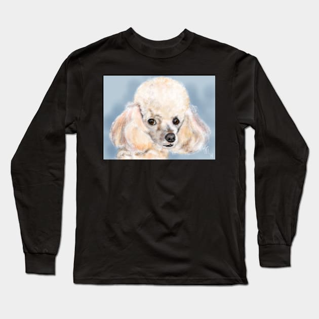 Smiling White Poodle Dog Long Sleeve T-Shirt by LITDigitalArt